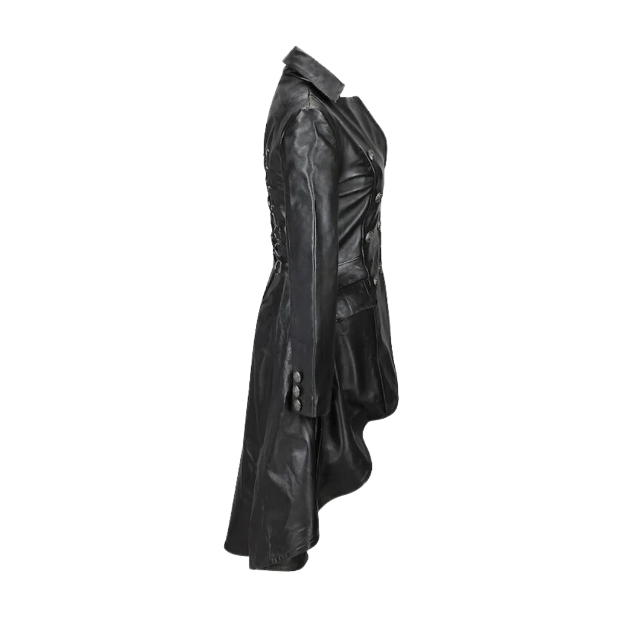 Womens Black Leather Coat