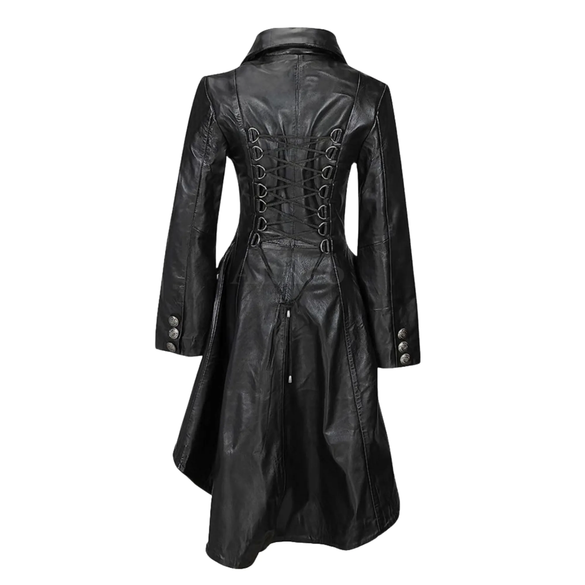 Womens Black Leather Coat