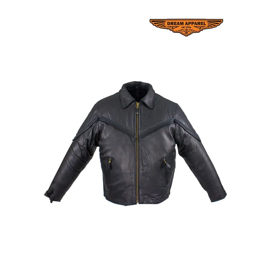 Women's Motorcycle Jacket With Fashionable Flat Braid