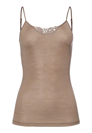 Woolen Silk W Embroidered Camisole | Taupe 71521-2847